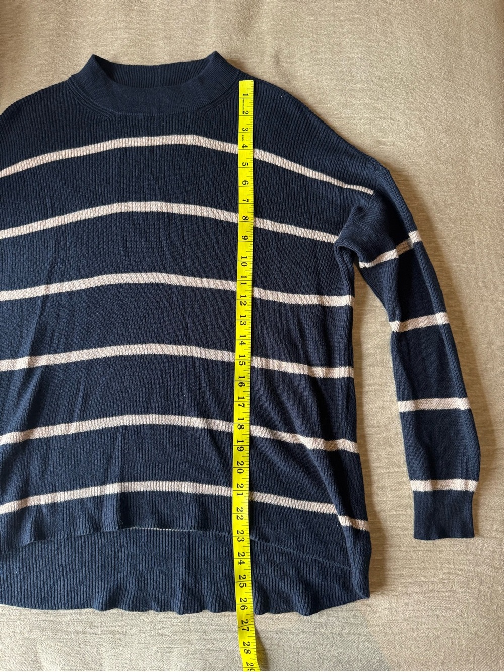 American Eagle Navy Striped Mock Neck Sweater Women’s Small Jegging fit - Picture 9 of 10